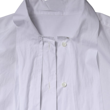 Dolce & Gabbana White Ascot Collar Long Sleeve Blouse Top