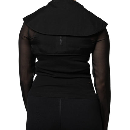 Dolce & Gabbana Black Silk Sheer Long Sleeves Blouse Top