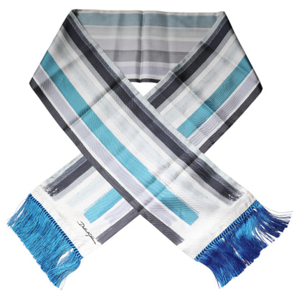 Dolce & Gabbana Multicolor Stripes Silk Fringes Neck Foulard Scarf