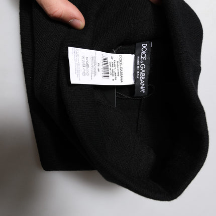 Dolce & Gabbana Black Cashmere Knitted Square Handkerchief Scarf