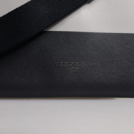 Dolce & Gabbana Black White Leather Logo Embossed Crossbody Bag
