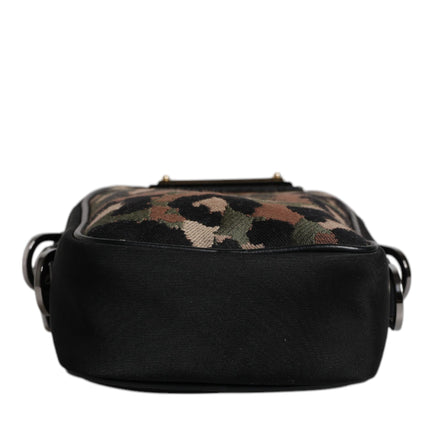Dolce & Gabbana Multicolor Leopard Jacquard Logo Plaque Neck Strap Bag