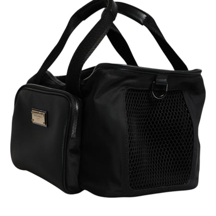 Dolce & Gabbana Black Shoulder Strap Pet Carry Logo Plaque Bag