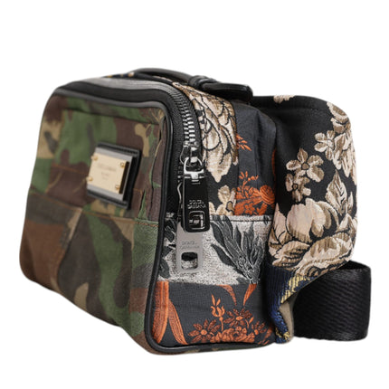 Dolce & Gabbana Multicolor Camouflage Patchwork Logo Waist Fanny Pack Bag