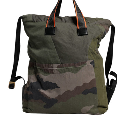 Dolce & Gabbana Military Green Patchwork Rucksack Backpack Bag