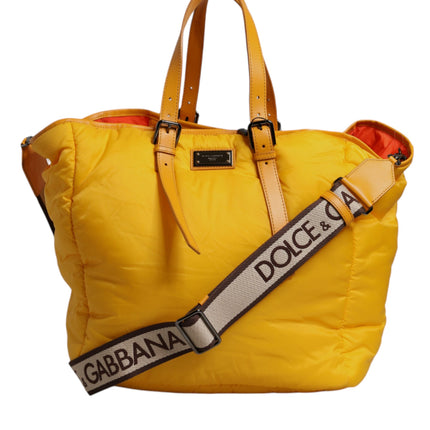 Dolce & Gabbana Yellow Orange Nylon Logo Plaque Hand Shoulder Duffle Bag