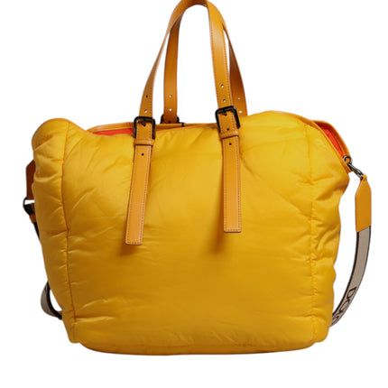 Dolce & Gabbana Yellow Orange Nylon Logo Plaque Hand Shoulder Duffle Bag