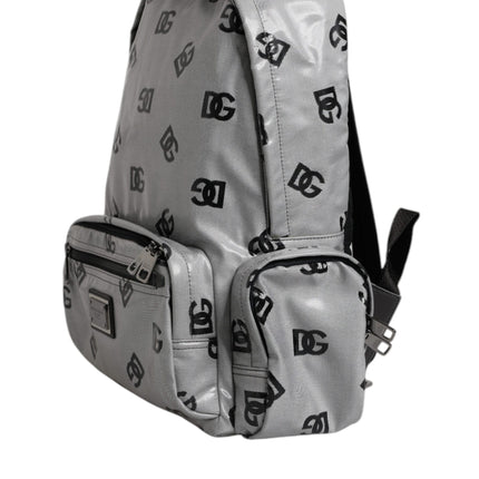 Dolce & Gabbana Polyester Gray Black DG Logo Plaque Backpack Bag