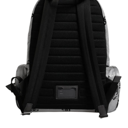 Dolce & Gabbana Polyester Gray Black DG Logo Plaque Backpack Bag