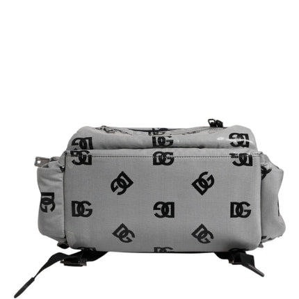 Dolce & Gabbana Polyester Gray Black DG Logo Plaque Backpack Bag