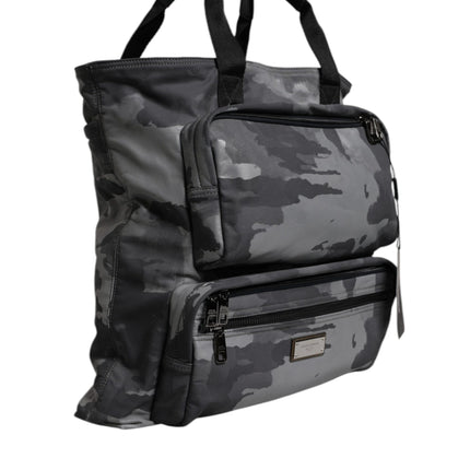 Dolce & Gabbana Black Camouflage Shoulder Strap Logo Plaque Bag