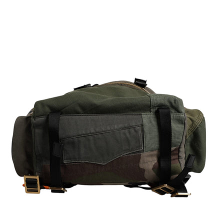 Dolce & Gabbana Military Green Patchwork Travel Backpack Bag