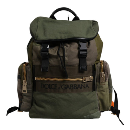 Dolce & Gabbana Military Green Patchwork Travel Backpack Bag