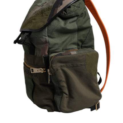 Dolce & Gabbana Military Green Patchwork Travel Backpack Bag