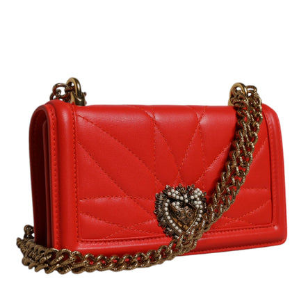 Dolce & Gabbana Red Quilted Devotion Crossbody Chain Phone Cover Bag