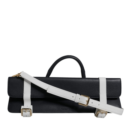 Dolce & Gabbana Blue White Calfskin Leather Crossbody Shoulder Bag