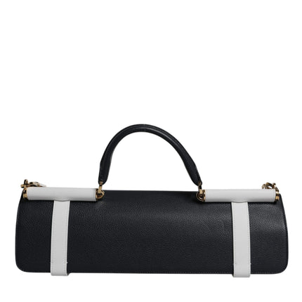 Dolce & Gabbana Blue White Calfskin Leather Crossbody Shoulder Bag