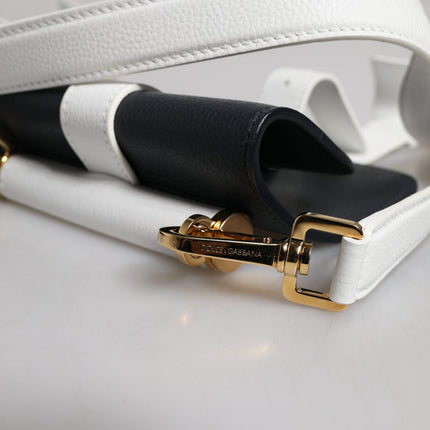 Dolce & Gabbana Blue White Calfskin Leather Crossbody Shoulder Bag