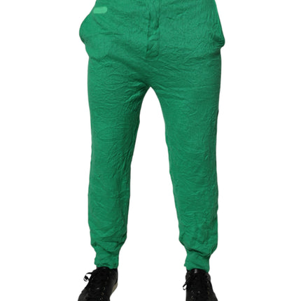 Dsquared² Green Cotton Elastic Waist Men Casual Pants