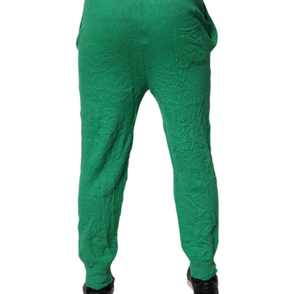 Dsquared² Green Cotton Elastic Waist Men Casual Pants