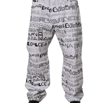 Dolce & Gabbana White Logo Print Straight Men Denim Jeans