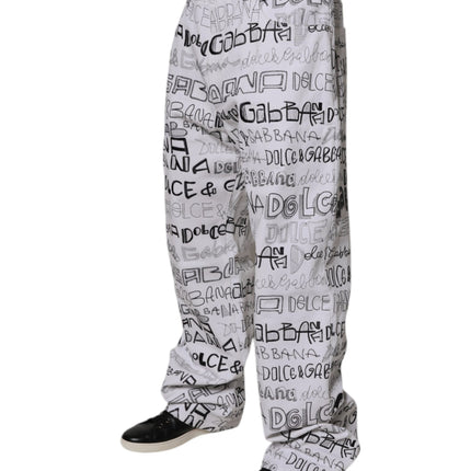 Dolce & Gabbana White Logo Print Straight Men Denim Jeans