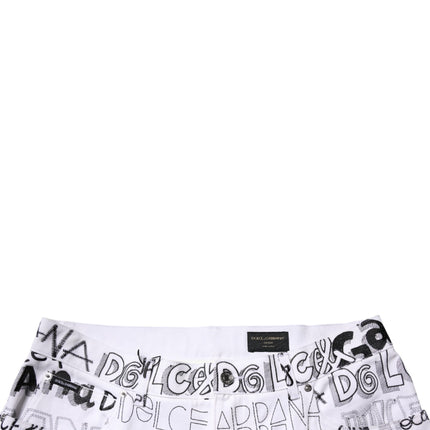 Dolce & Gabbana White Logo Print Straight Men Denim Jeans