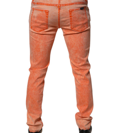 Dolce & Gabbana Orange Tie Dye Cotton Skinny Men Denim Jeans