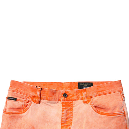Dolce & Gabbana Orange Tie Dye Cotton Skinny Men Denim Jeans
