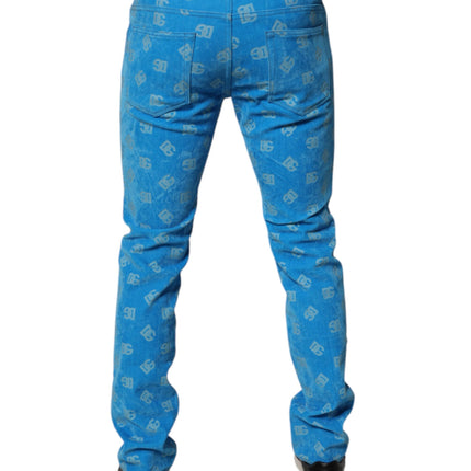Dolce & Gabbana Blue Logo Monogram Cotton Skinny Denim Jeans