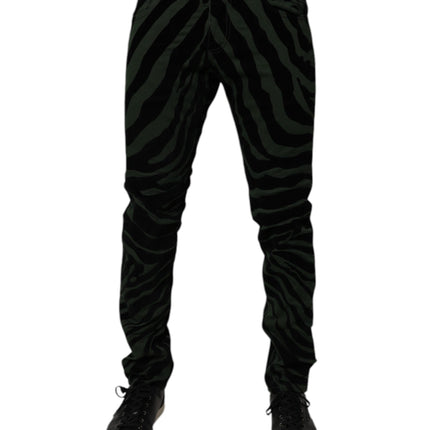Dolce & Gabbana Black Green Stripes Cotton Skinny Denim Jeans