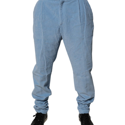 Dolce & Gabbana Light Blue Corduroy Cotton Skinny Denim Jeans