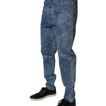 Dolce & Gabbana Blue Tie Dye Cotton Skinny Men Denim Jeans