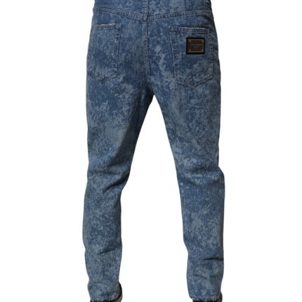 Dolce & Gabbana Blue Tie Dye Cotton Skinny Men Denim Jeans