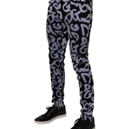 Dolce & Gabbana Black Logo Monogram Cotton Skinny Denim Jeans