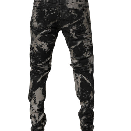 Dolce & Gabbana Black Tie Dye Cotton Skinny Zip Denim Jeans