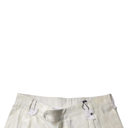Dolce & Gabbana White Linen Mid Waist Straight Men Denim Jeans