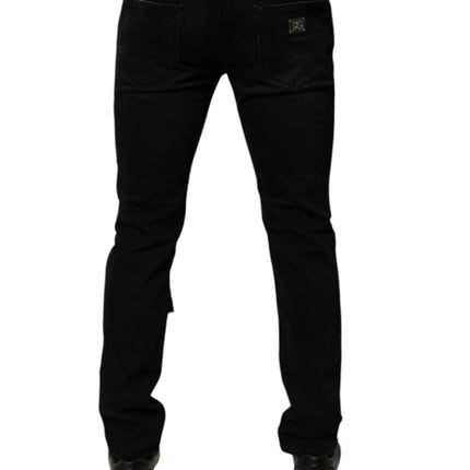 Dolce & Gabbana Black Ripped Cotton Skinny Men Denim Jeans
