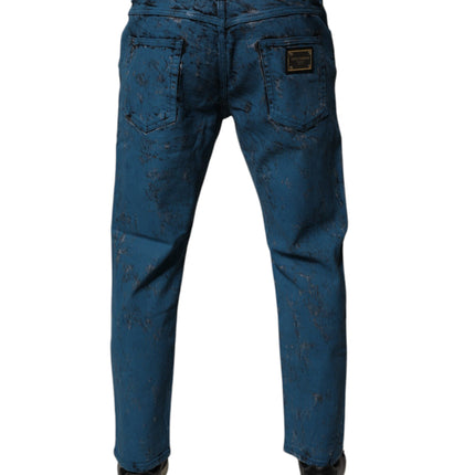 Dolce & Gabbana Blue Tie Dye Cotton Skinny Men Denim Jeans