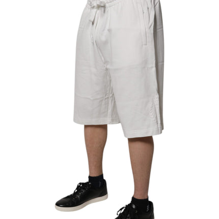 Dolce & Gabbana White Cotton Sweatshorts Men Bermuda Shorts