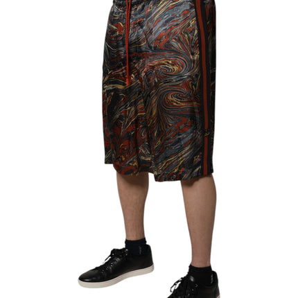 Dolce & Gabbana Multicolor Marble Print Trouser Bermuda Shorts