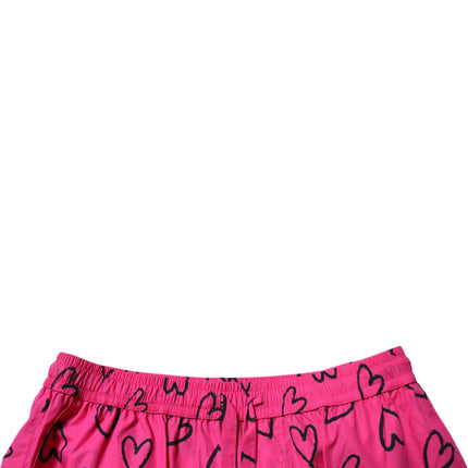 Dolce & Gabbana Pink Cotton Heart Print Bermuda Shorts
