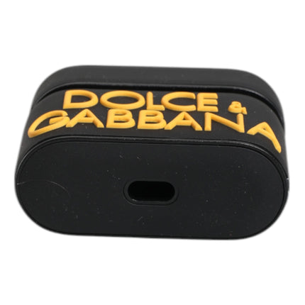 Dolce & Gabbana Black Yellow Silicone Embossed Logo Airpods Case