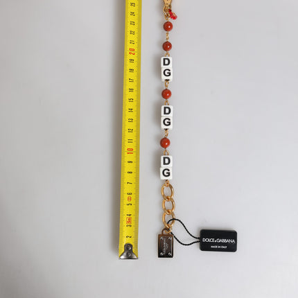 Dolce & Gabbana Multicolor Gold Tone Brass Chain DG Logo Dice Bracelet