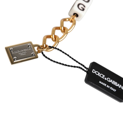 Dolce & Gabbana Multicolor Gold Tone Brass Chain DG Logo Dice Bracelet