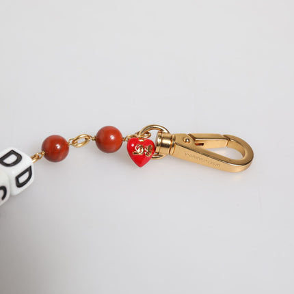 Dolce & Gabbana Multicolor Gold Tone Brass Chain DG Logo Dice Bracelet