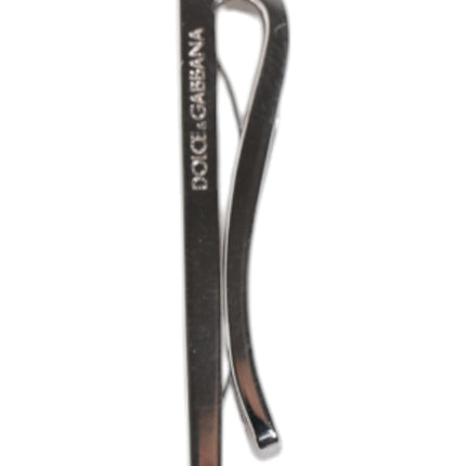 Dolce & Gabbana Silver Tone Brass Logo Branded Tie Clip Bar