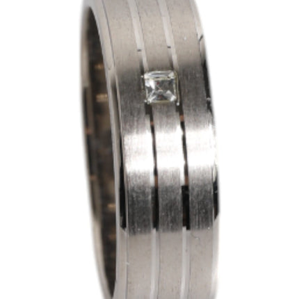 Dolce & Gabbana Silver Tone Brass Clear Crystal DG Logo Ring