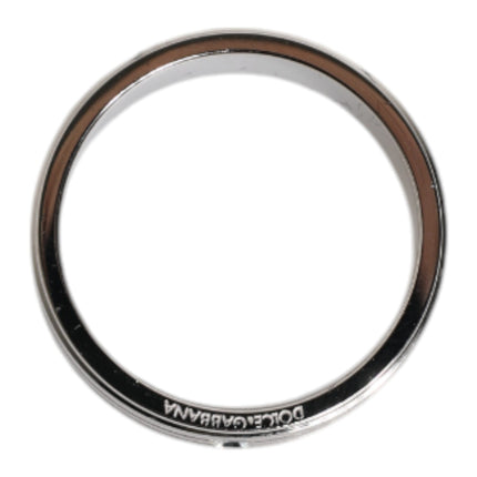 Dolce & Gabbana Silver Tone Brass Clear Crystal DG Logo Ring