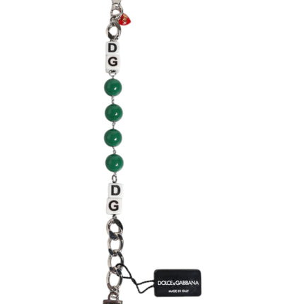 Dolce & Gabbana Silver Tone Brass Bead Dice Logo Embellish Charm Bracelet